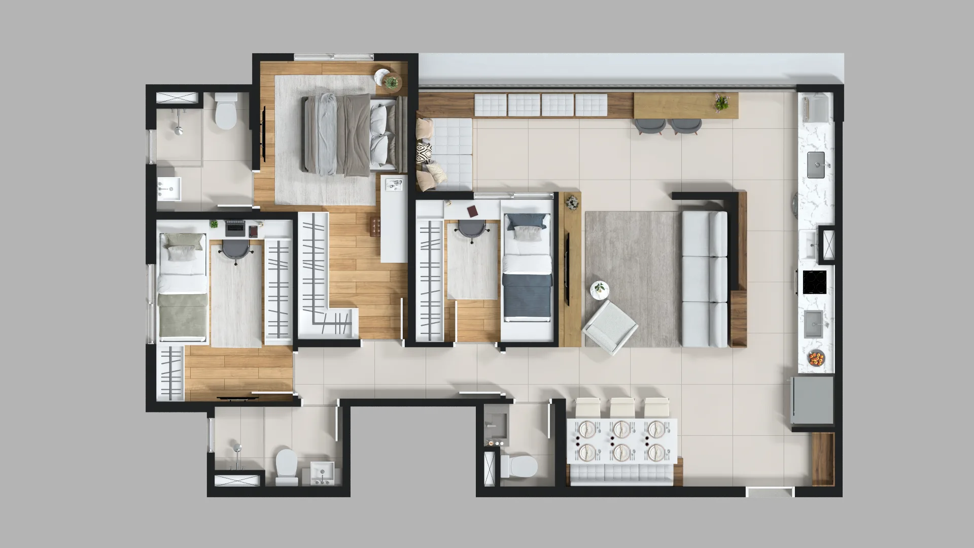 Planta do Palatium Ipiranga em Ipiranga — 3 dormitórios, 85 m²