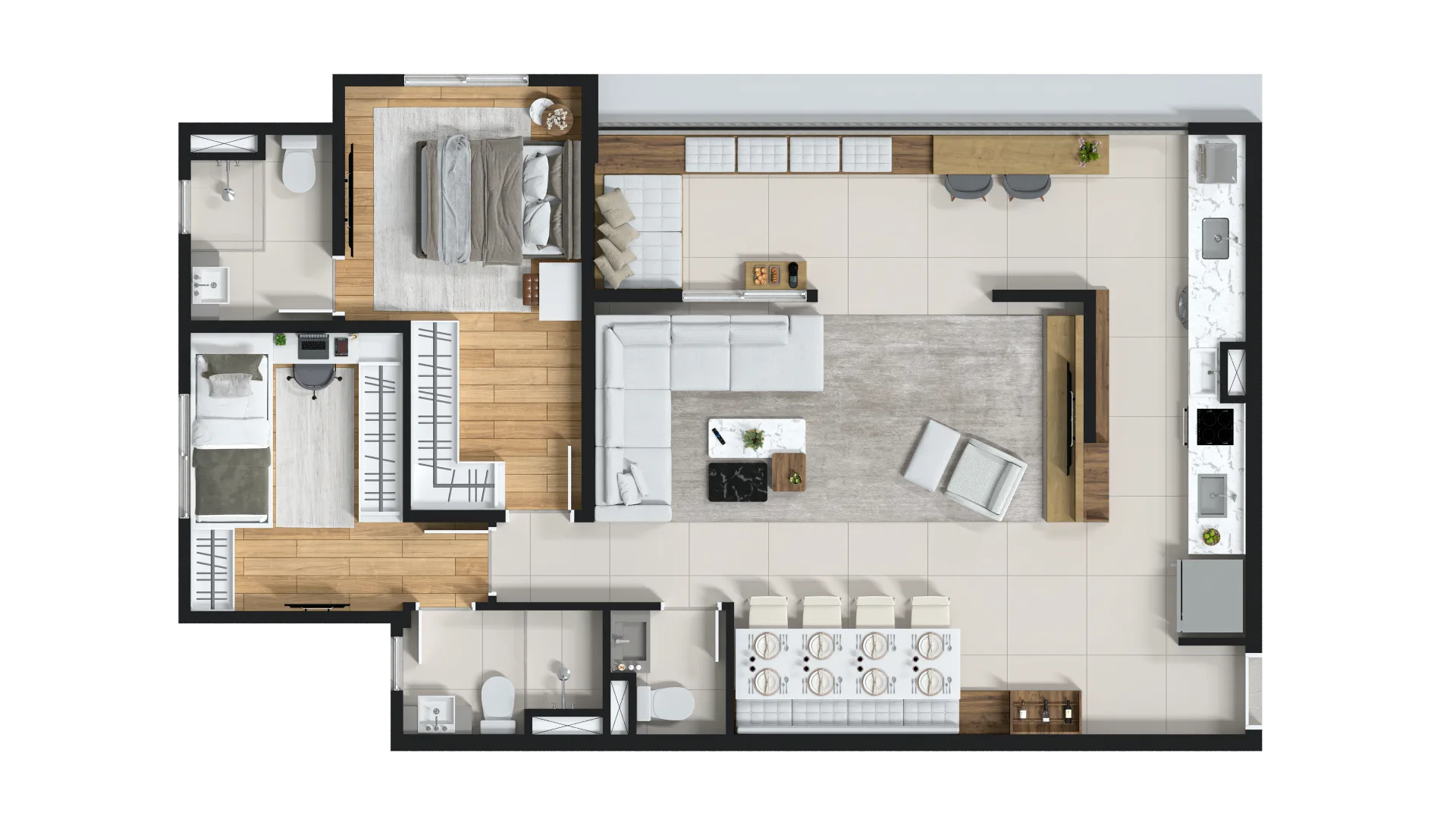 Planta do Palatium Ipiranga em Ipiranga — 2 dormitórios, 85 m² (opção)