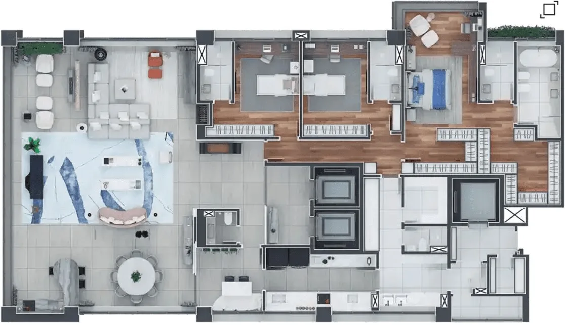 Planta do Palazzo Grimaldi em Vila Nova Conceição — 3 dormitórios, 290 m² (opção)