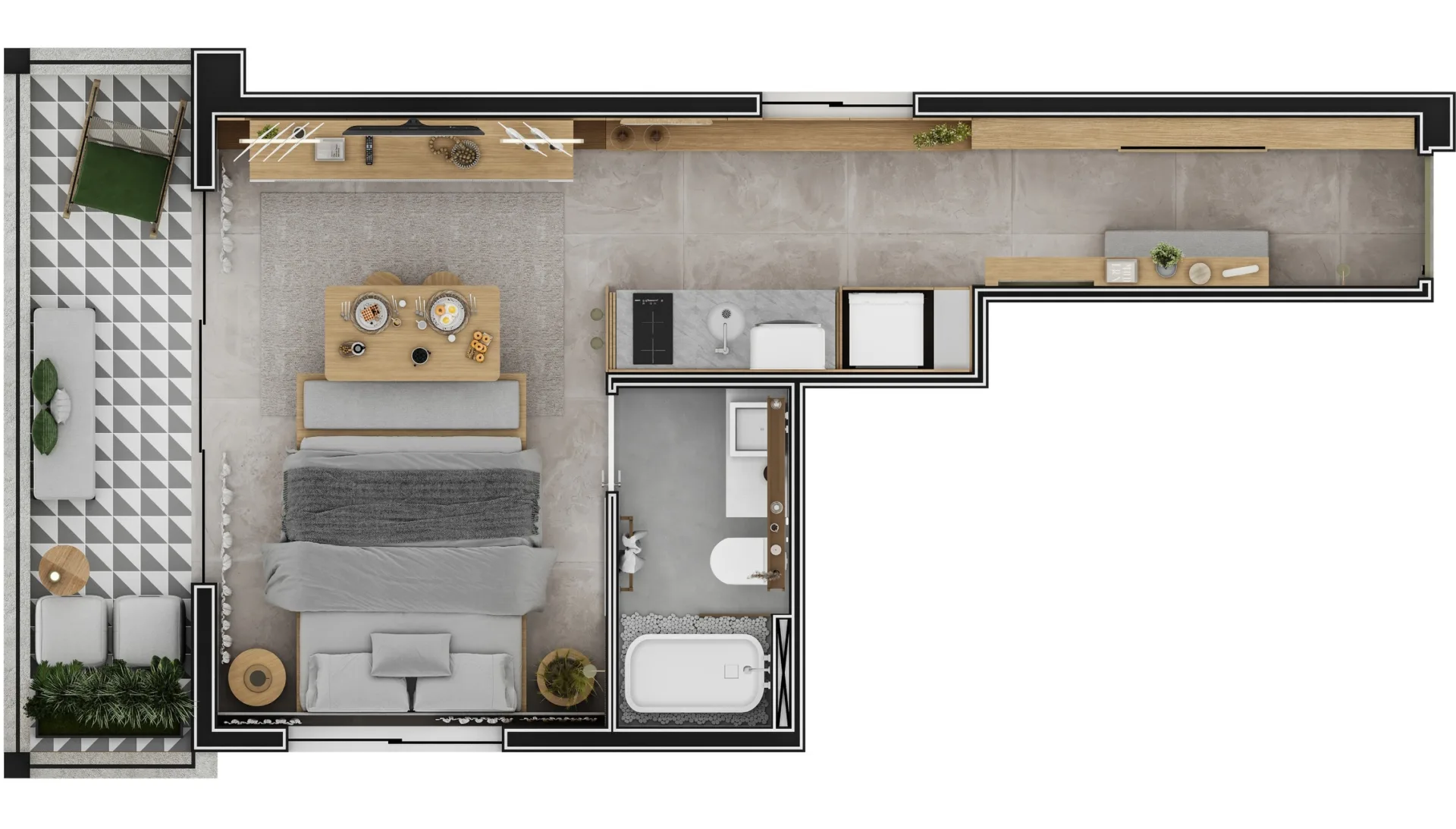 Planta do Pamplona 1083 em Jardim Paulista — 1 dormitório – 36,64 m² Studio