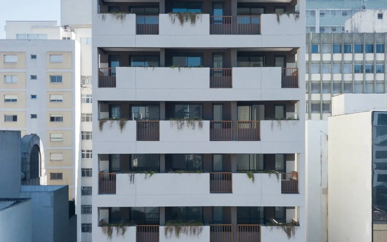 Fachada do Pamplona Studios, lançamento em Jardim Paulista, São Paulo