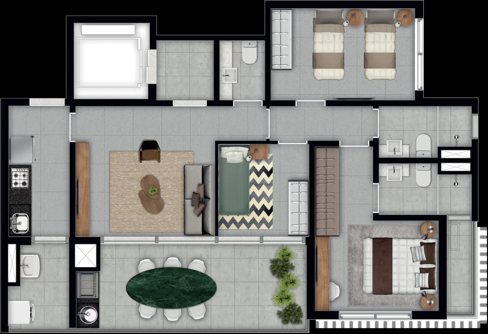 Planta do Park Mariana Exclusive em Vila Mariana — 3 dormitórios, 90 m²