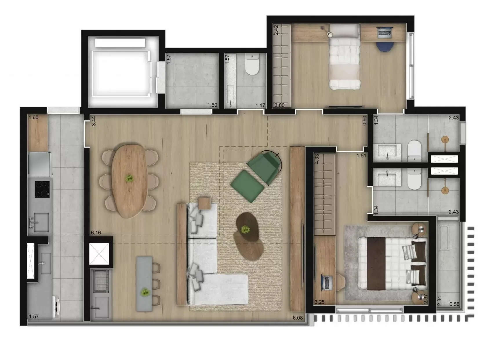 Planta do Park Mariana Exclusive em Vila Mariana — 2 dormitórios, 90 m²
