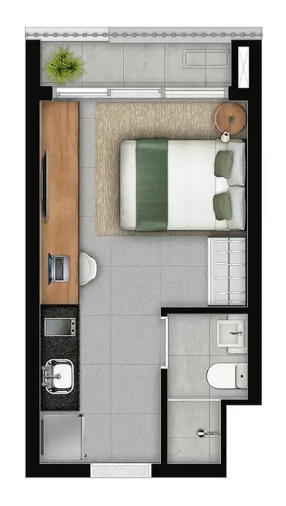 Planta do Park Mariana Life em Vila Mariana — studio de 23 m²