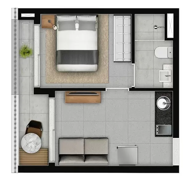 Planta do Park Mariana Life em Vila Mariana — 1 dormitório, 30 m²