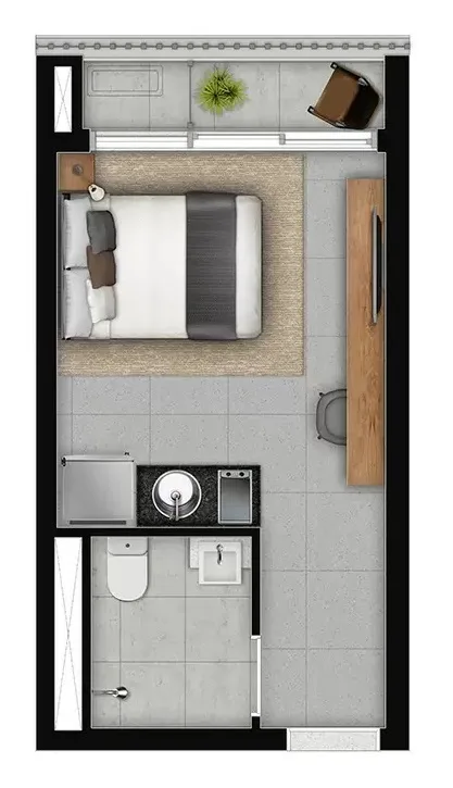 Planta do Park Mariana Life em Vila Mariana — 1 dormitório – 23 m² Studio