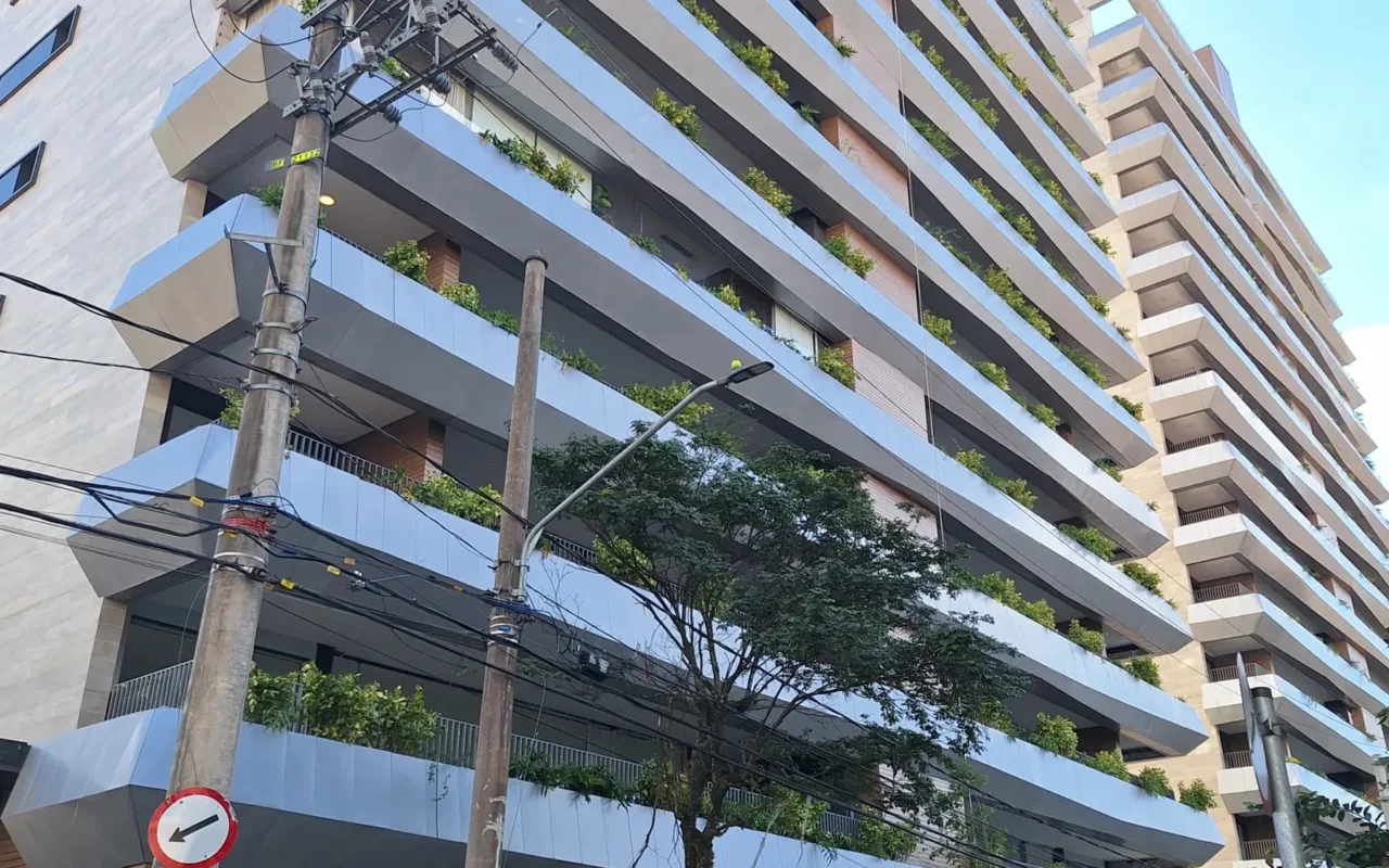 Fachada do Park View, lançamento em Vila Nova Conceição, São Paulo