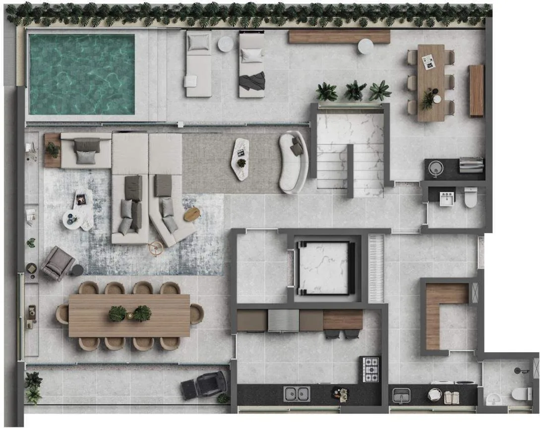 Planta do Park View em Vila Nova Conceição — 335,87 m² cobertura duplex superior