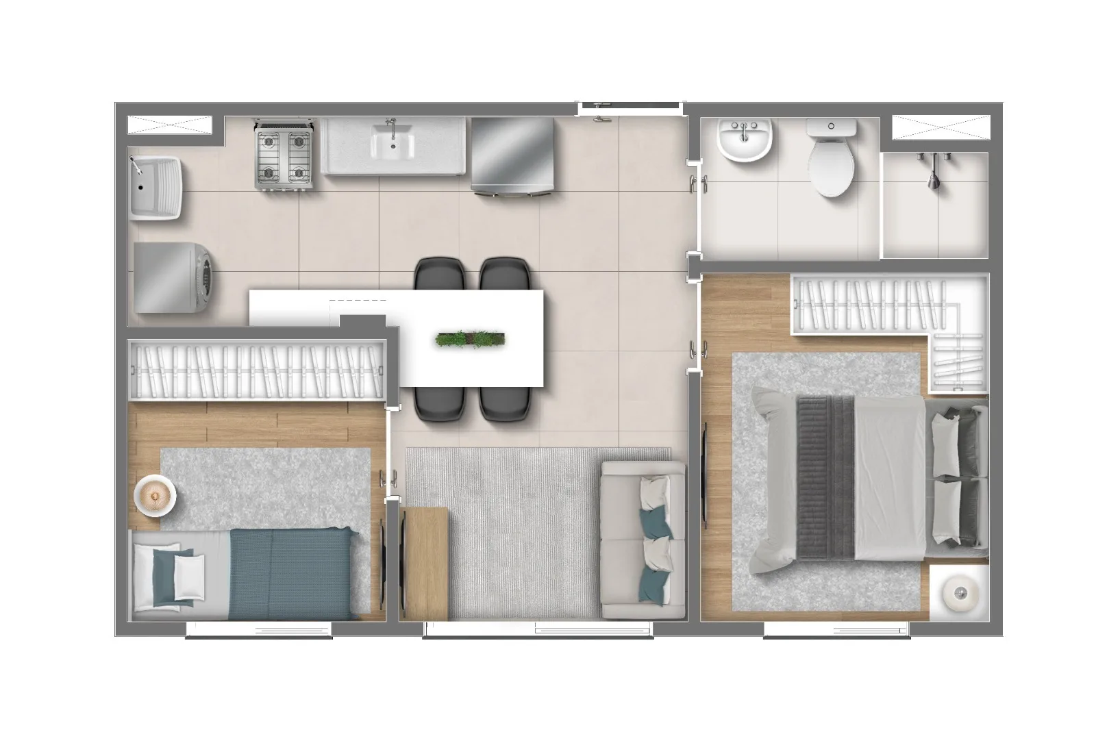 Planta do Parque Creta em Itaquera — 2 dormitórios, 32,35 m²