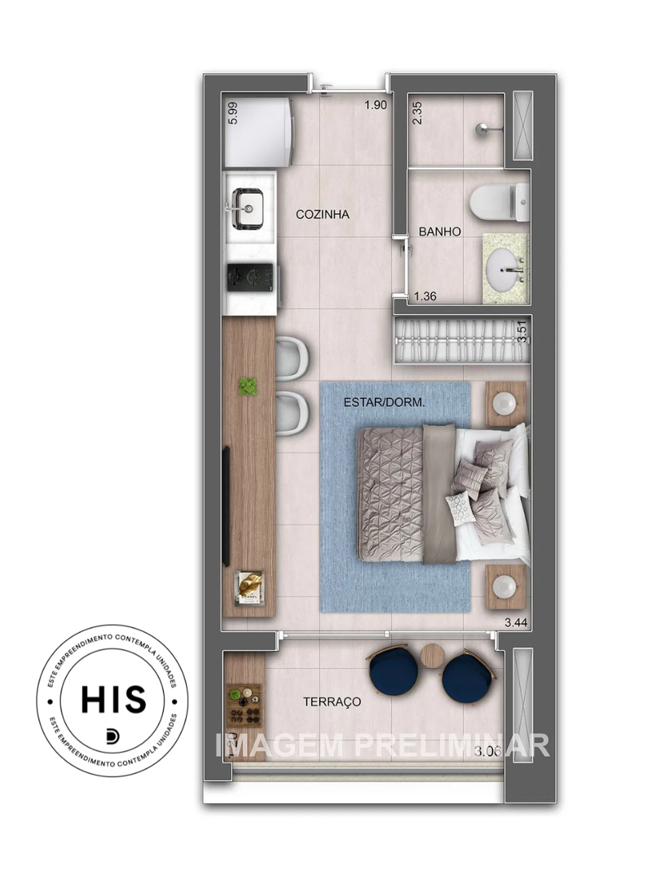 Planta do Parque Diálogo Vila Ema Smart Spaces em Vila Ema — studio de 28 m²