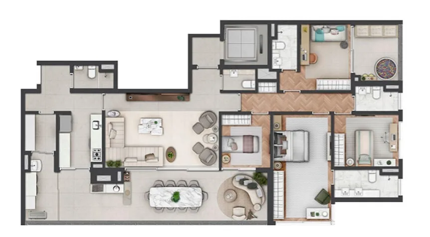 Planta do Parque Global Regente e Semipine em Morumbi — 4 dormitórios, 186 m²