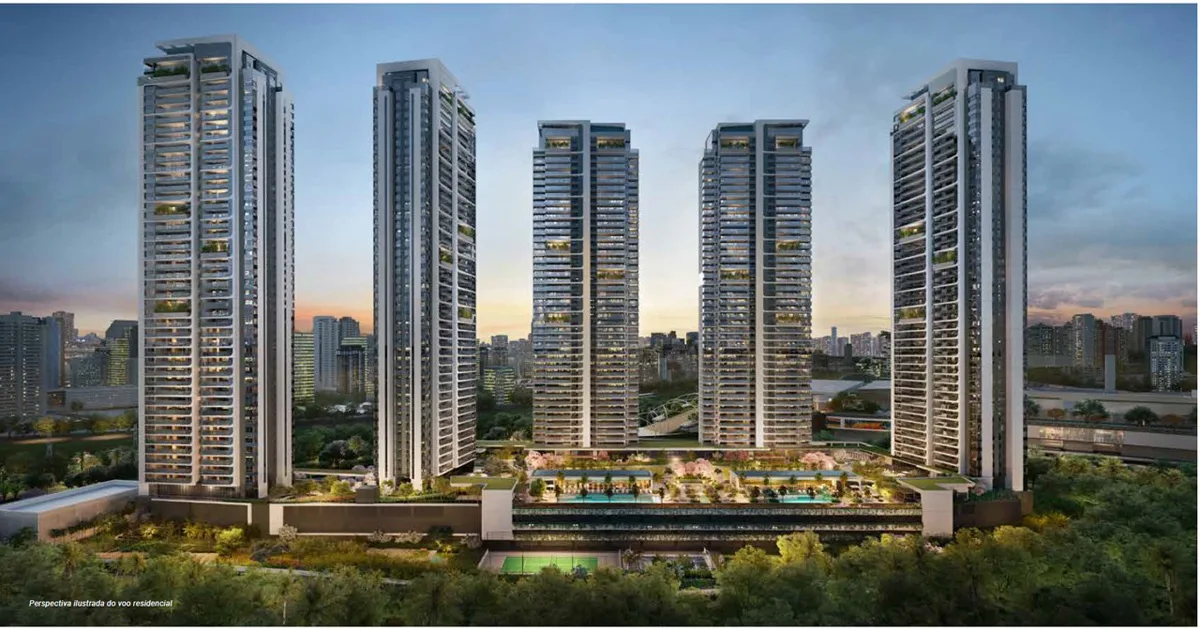 Fachada do Parque Global Torre Ibirapuera, lançamento em Morumbi, São Paulo