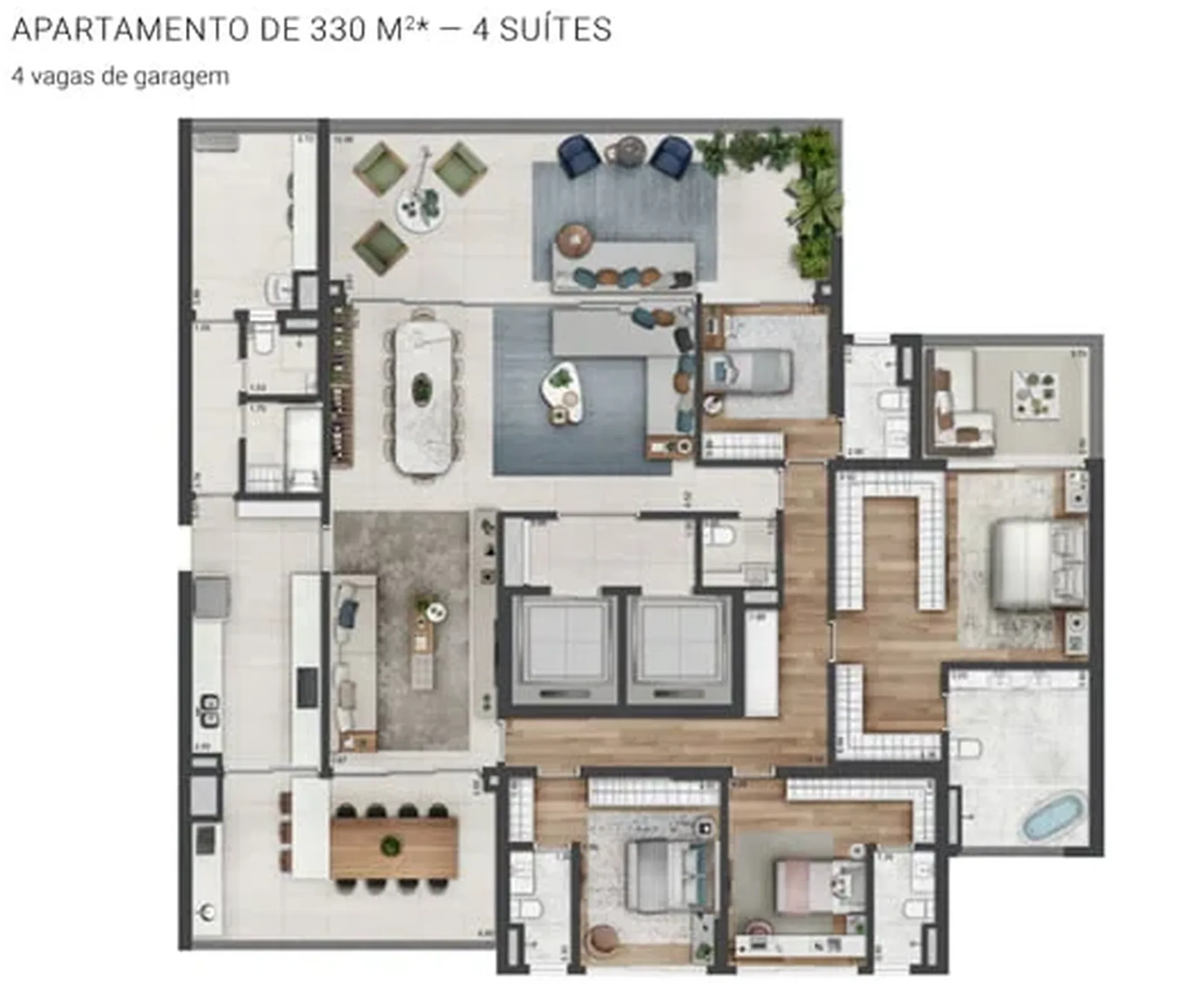 Planta do Parque Global Torre Ibirapuera em Morumbi — 4 dormitórios, 330 m²