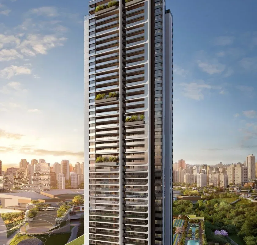 Fachada do Parque Global Torre Prospect, lançamento em Morumbi, São Paulo