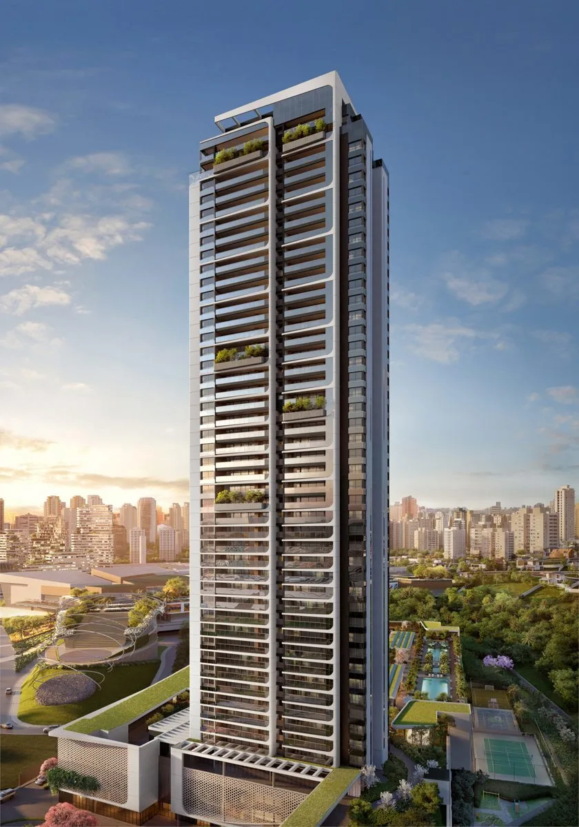 Fachada do Parque Global Torre Prospect, lançamento em Morumbi, São Paulo