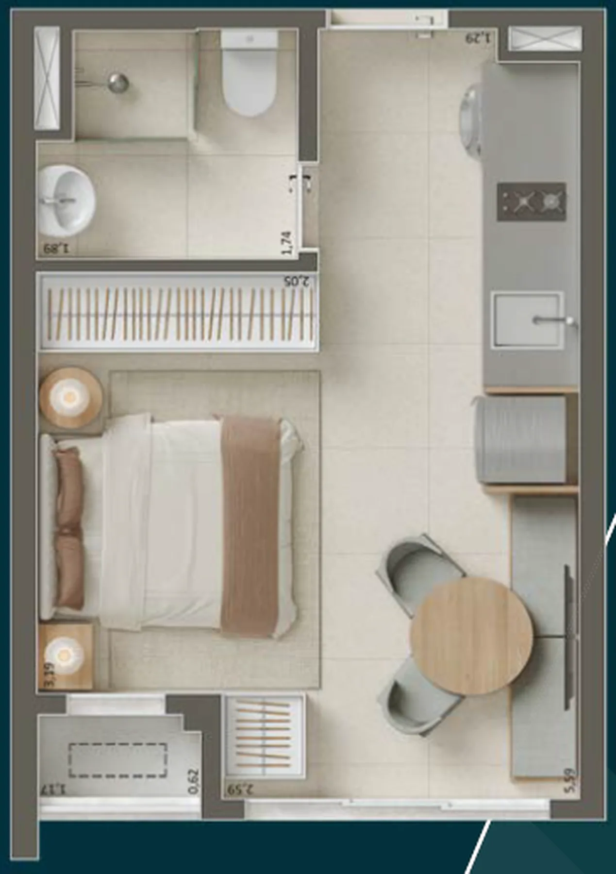 Planta do Pátio Penha em Penha — studio de 25 m²