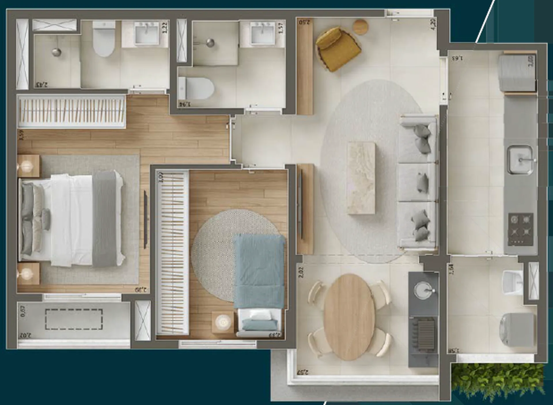 Planta do Pátio Penha em Penha — 2 dormitórios, 59 m²