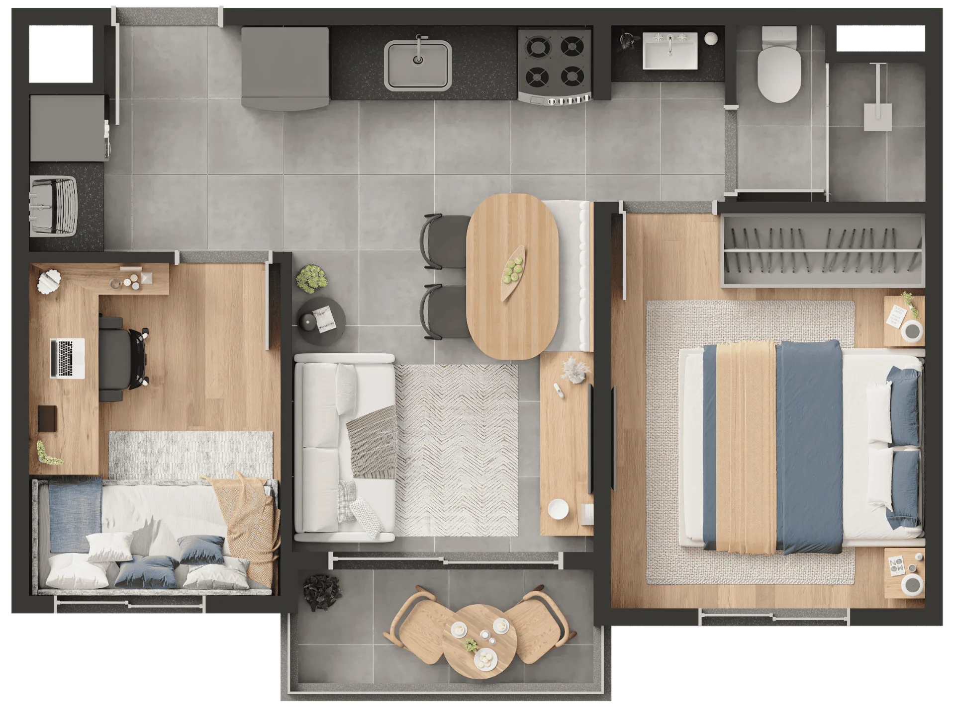 Planta do Philomena em Santa Teresinha — 2 dormitórios, 37,78 m² (opção)