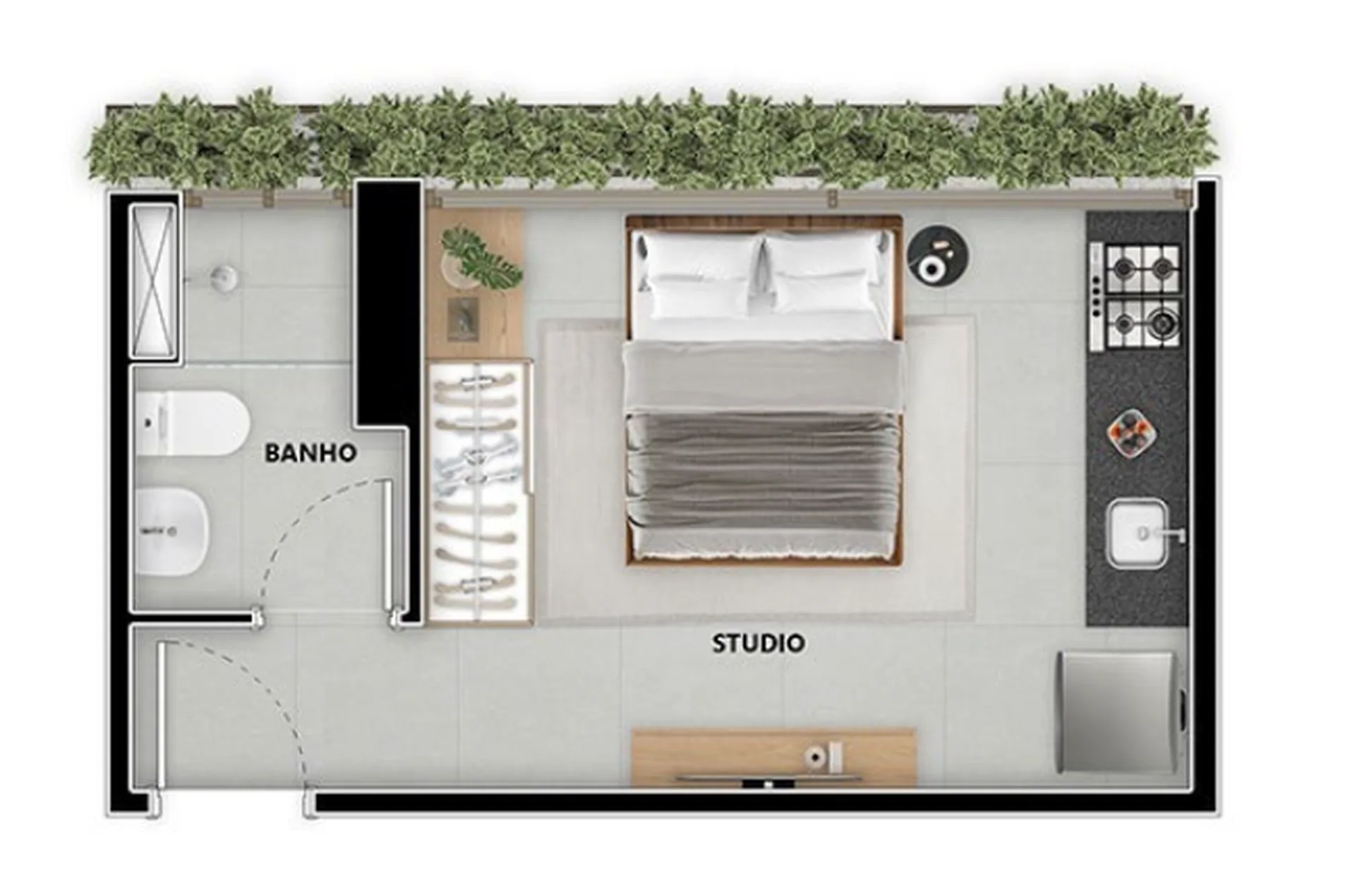 Planta do Pintassilgo 336 em Moema — 1 dormitório – 23,38 m² Studio