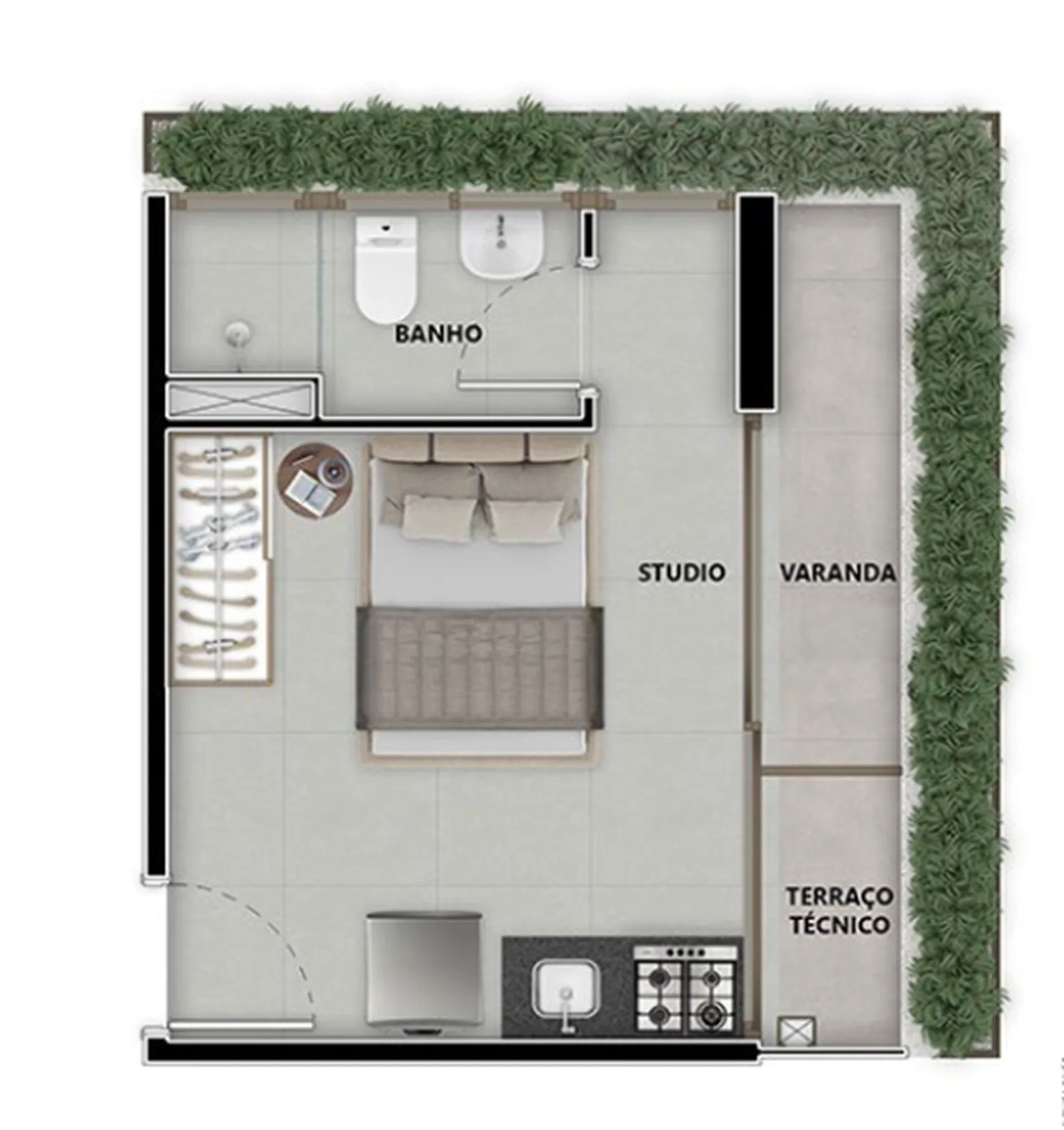 Planta do Pintassilgo 336 em Moema — 1 dormitório – 28,13 m² Studio
