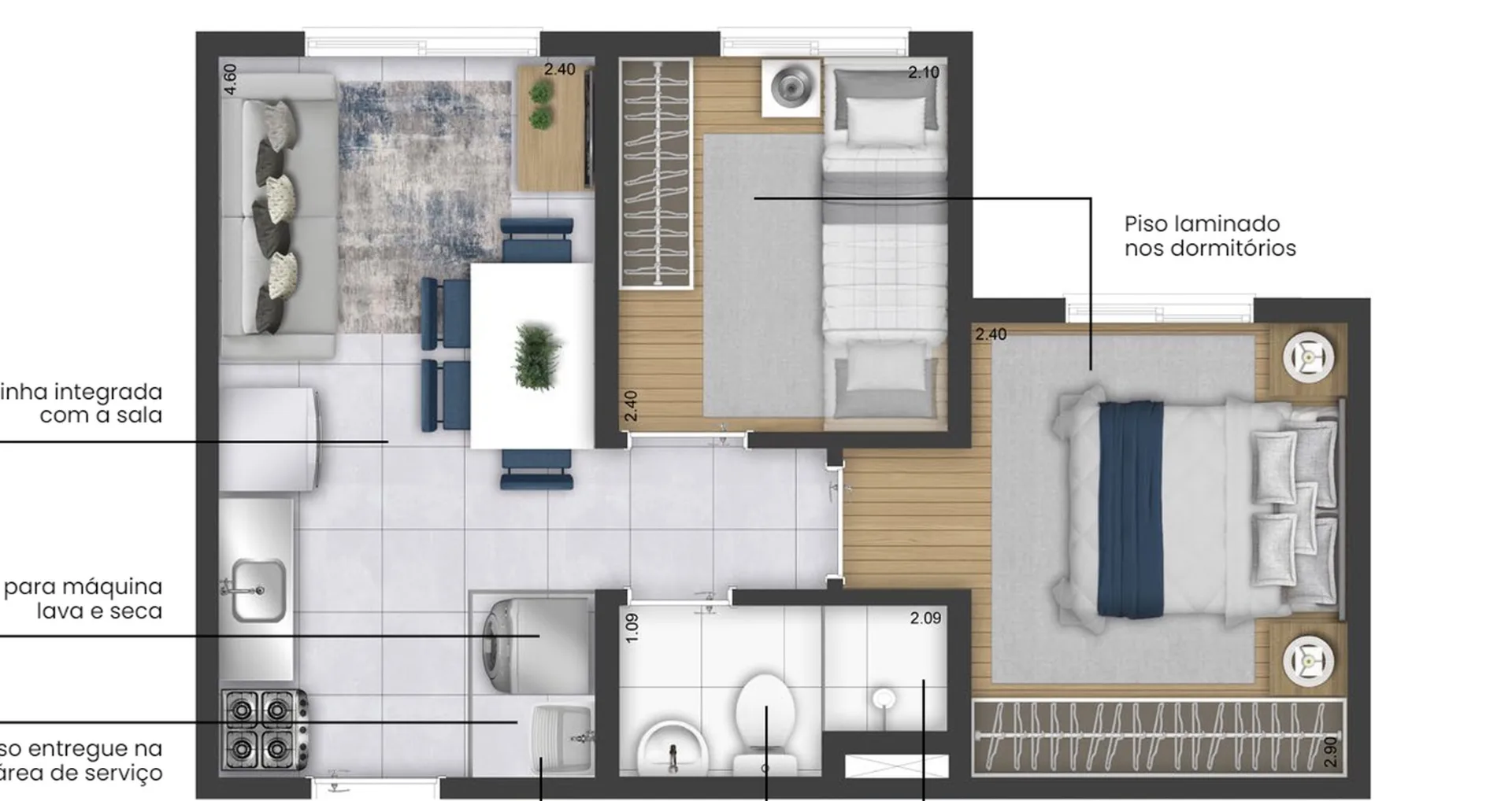 Planta do Plano&Essência Club em Butantã — 2 dormitórios, 32,70 m²