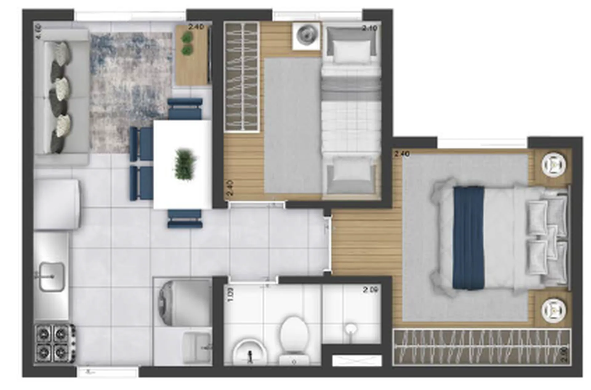Planta do Plano&Essência Life em Butantã — 2 dormitórios, 32,70 m²