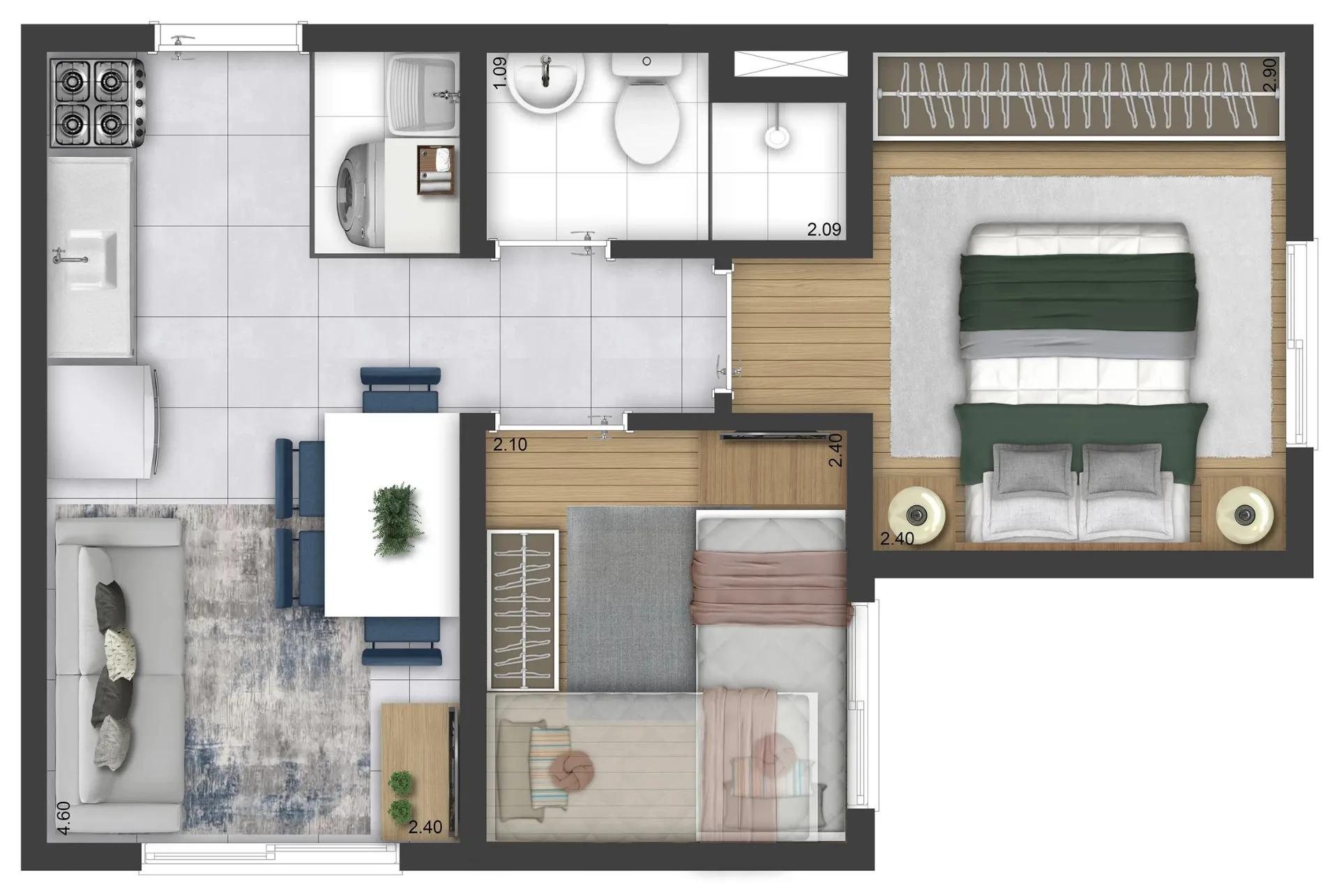 Planta do Plano&Praça Pirituba Flora em Pirituba — 2 dormitórios, 32,10 m²