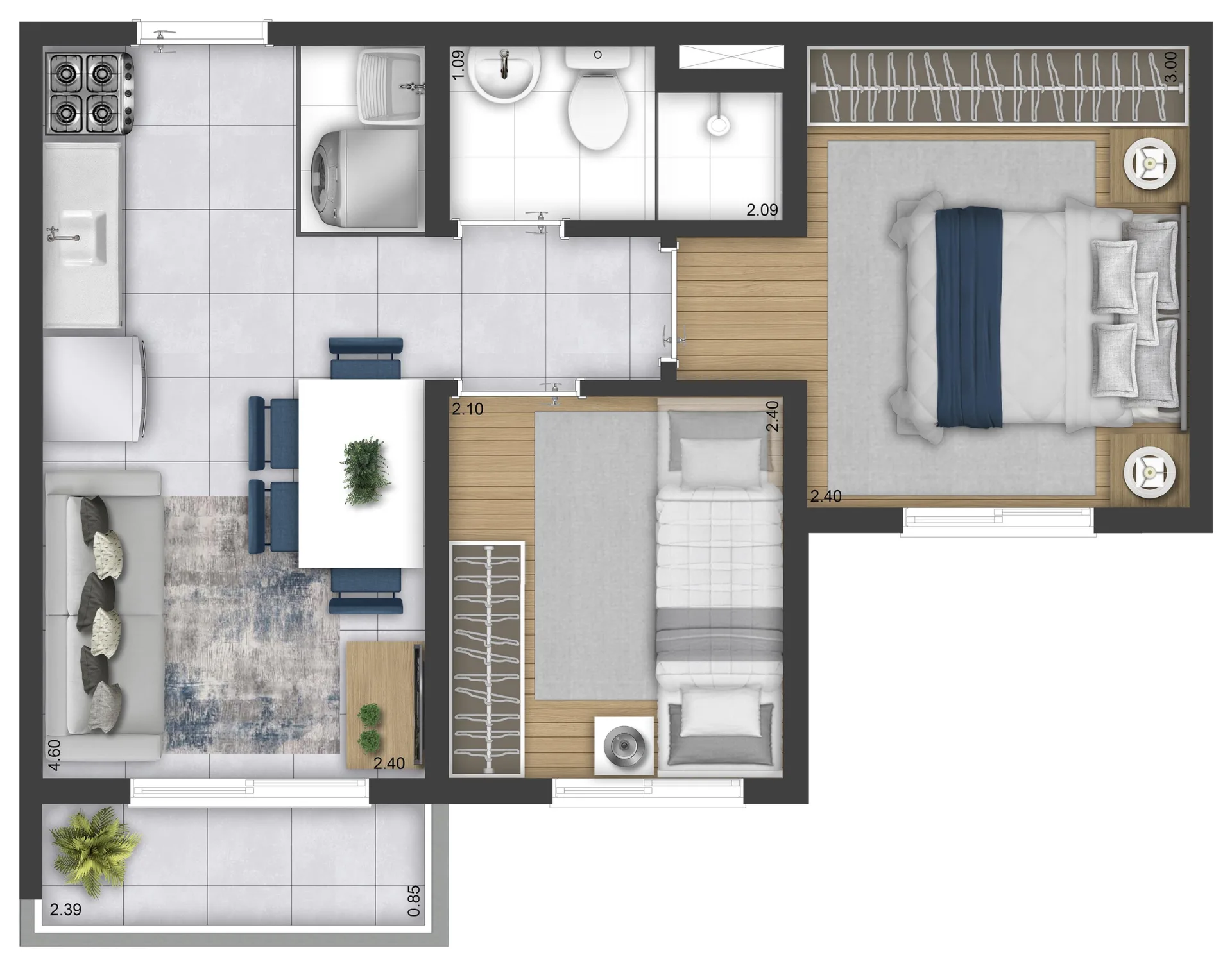 Planta do Plano&Praça Pirituba Flora em Pirituba — 2 dormitórios, 35,52 m²