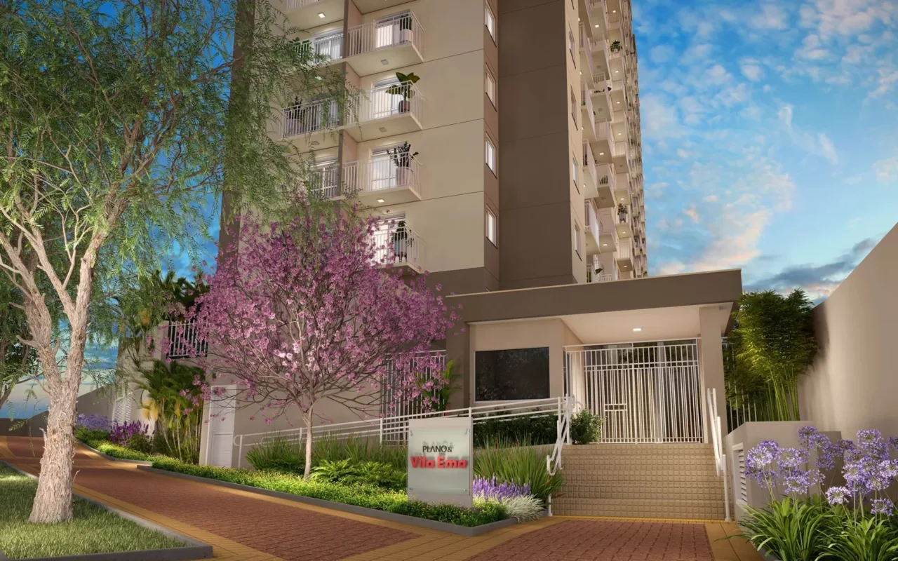 Fachada do Plano&Vila Ema, lançamento em Vila Ema, São Paulo
