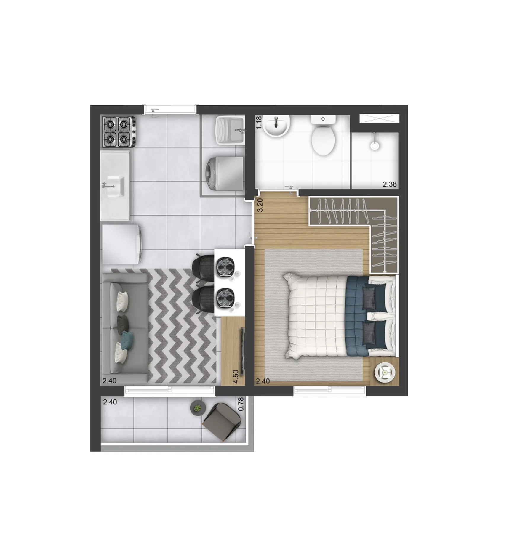 Planta do Plano&Vista Santo Amaro em Santo Amaro — 1 dormitório, 24 m²