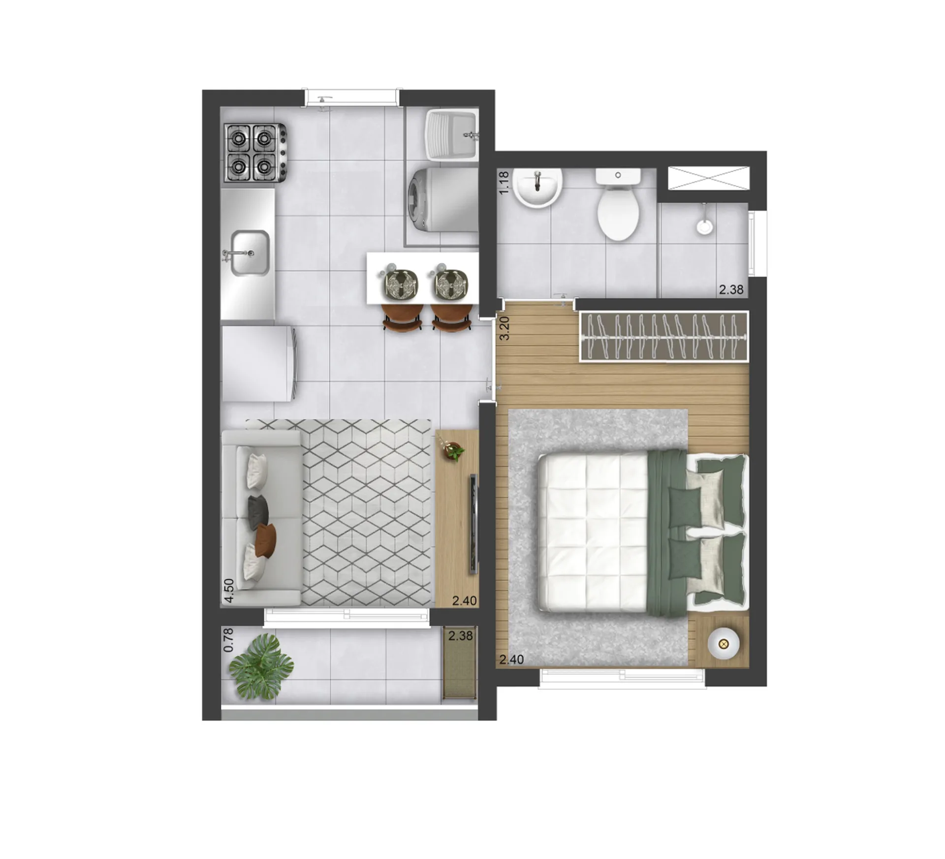 Planta do Plano&Vista Santo Amaro em Santo Amaro — 1 dormitório, 27 m²