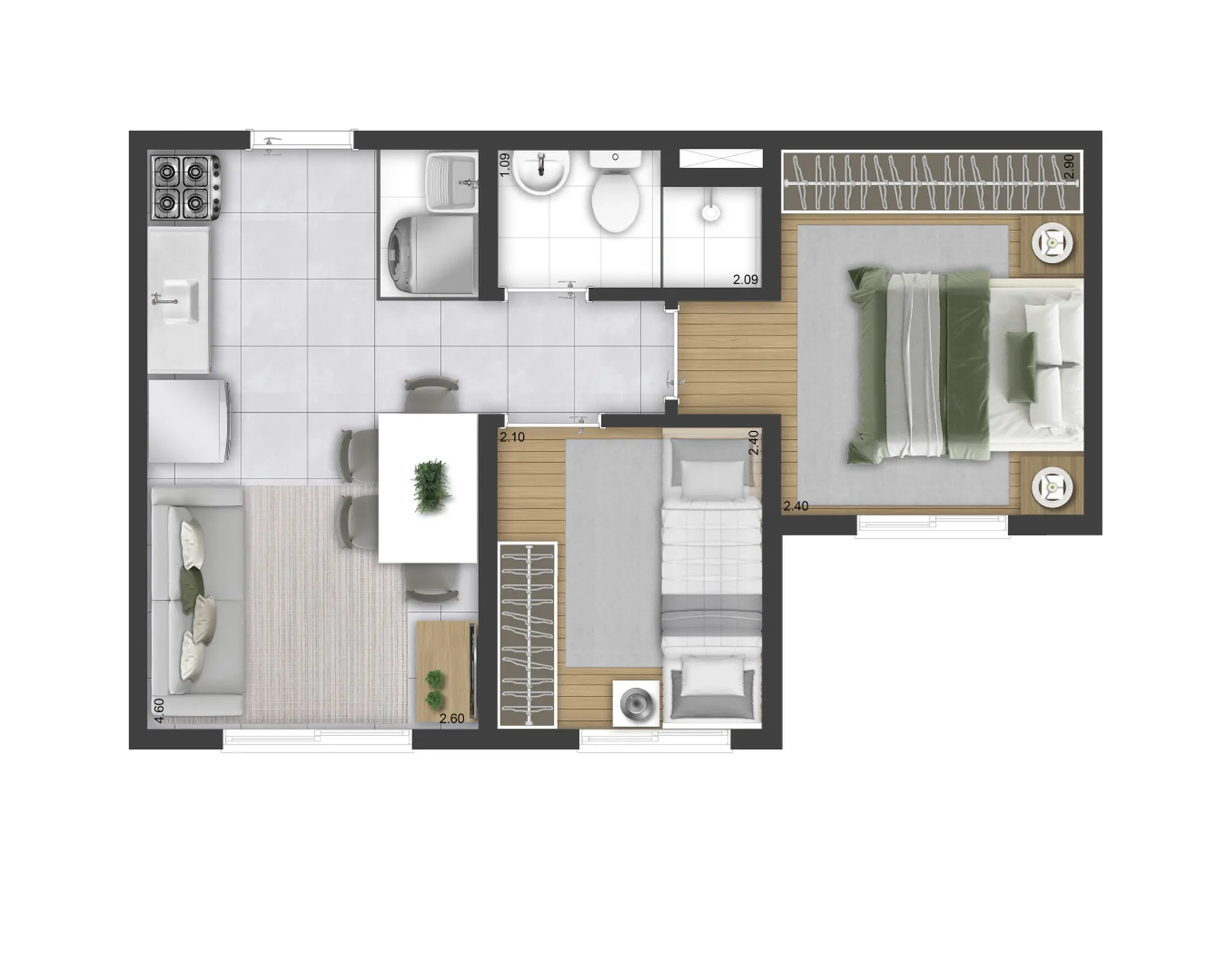 Planta do Plano&Vista Santo Amaro em Santo Amaro — 1 dormitório, 32 m²
