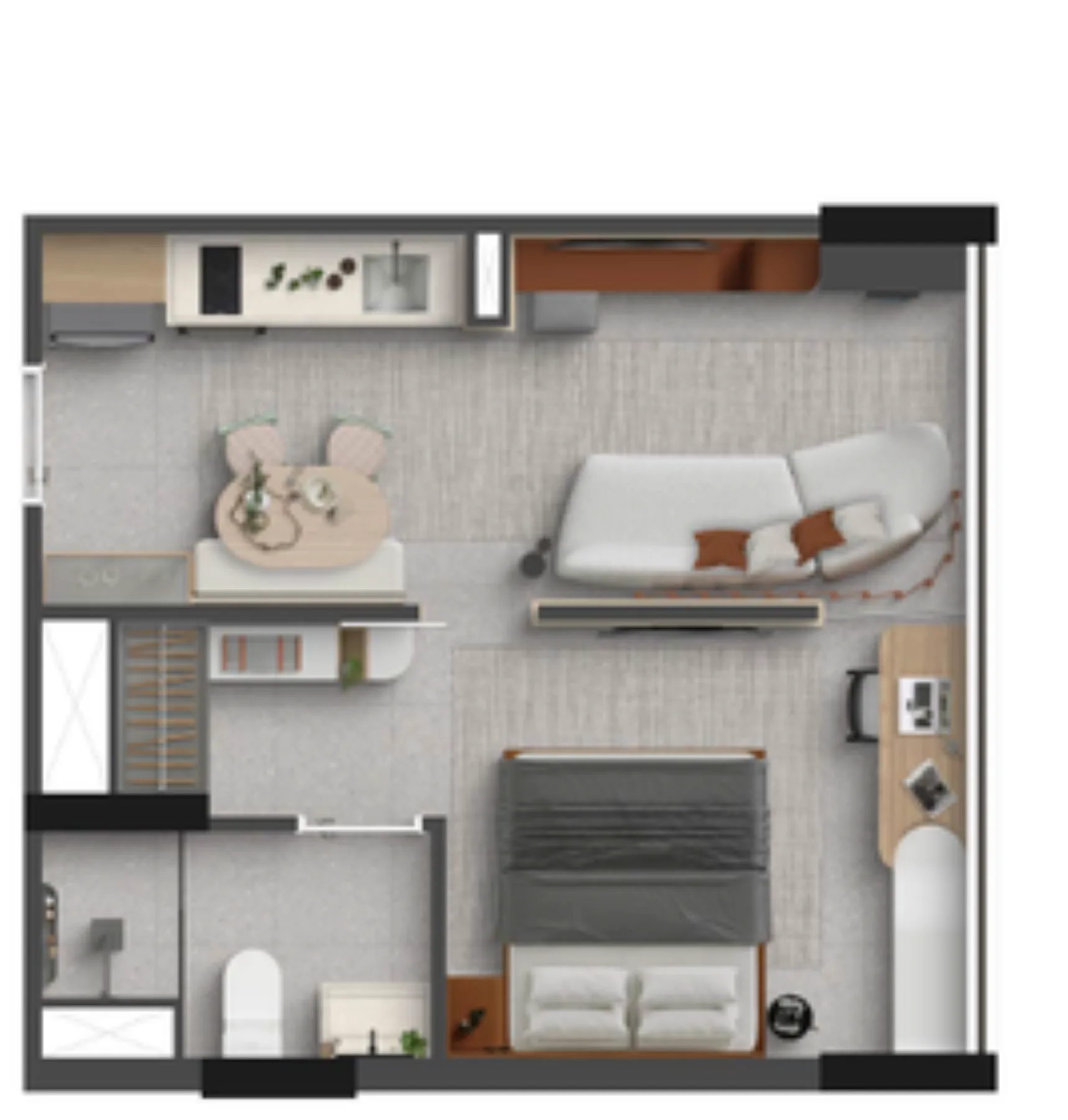 Planta do Poema Liberdade em Liberdade — 1 dormitório – 35 m²