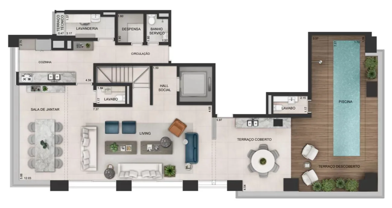 Planta do Praça Lindenberg Clodomiro em Itaim Bibi — 4 dormitórios, 358 m²