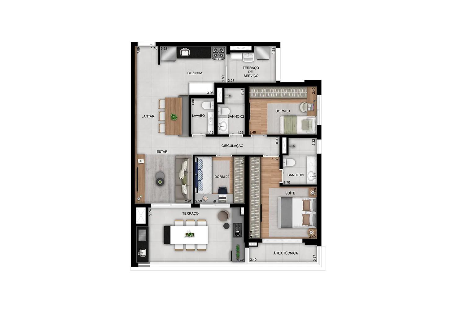 Planta do Prisma Condomínio Clube Vila Ema em Vila Ema — 3 dormitórios, 100 m²
