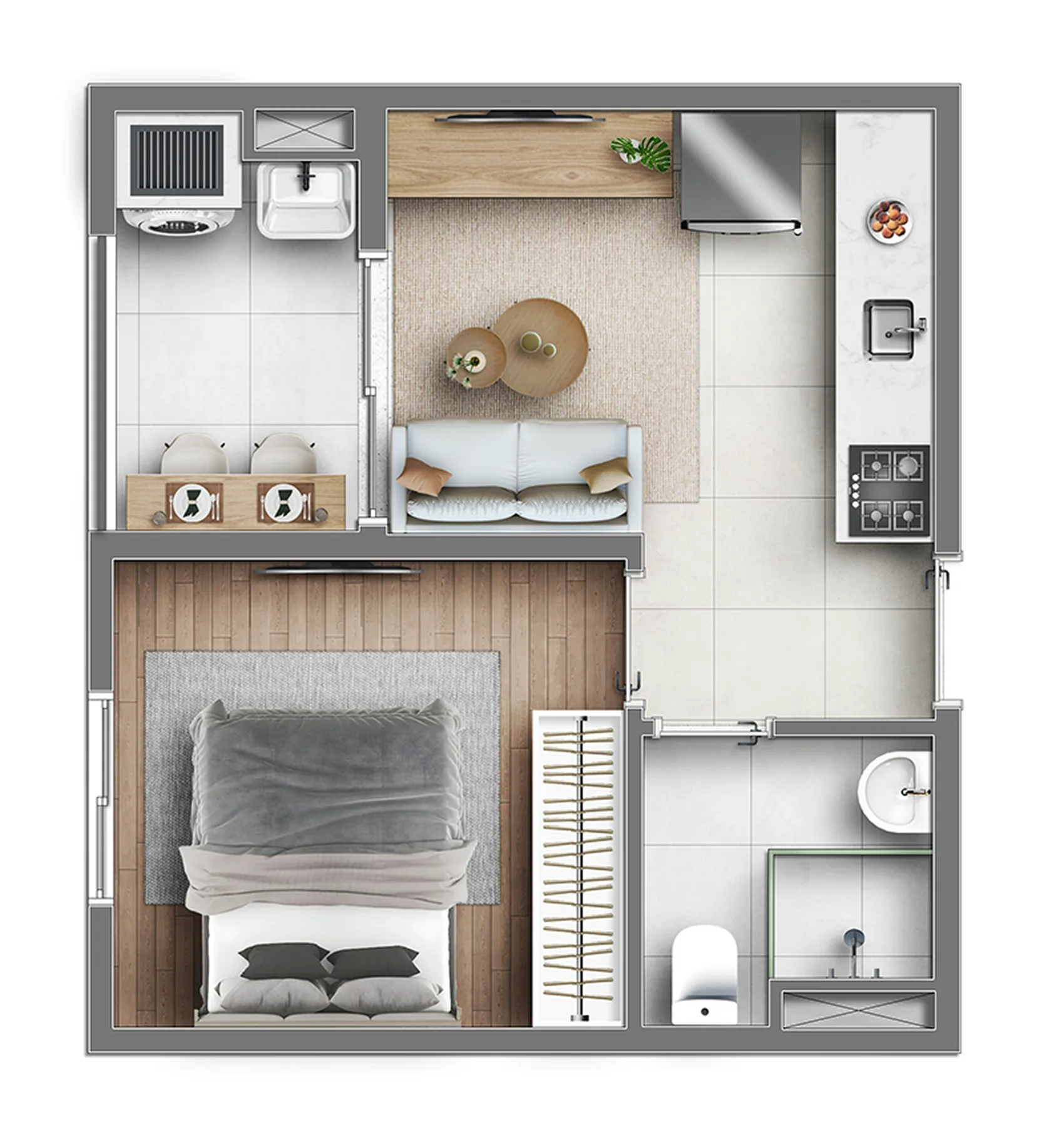Planta do Pulse Itaquera em Itaquera — 1 dormitório, 26,10 m²