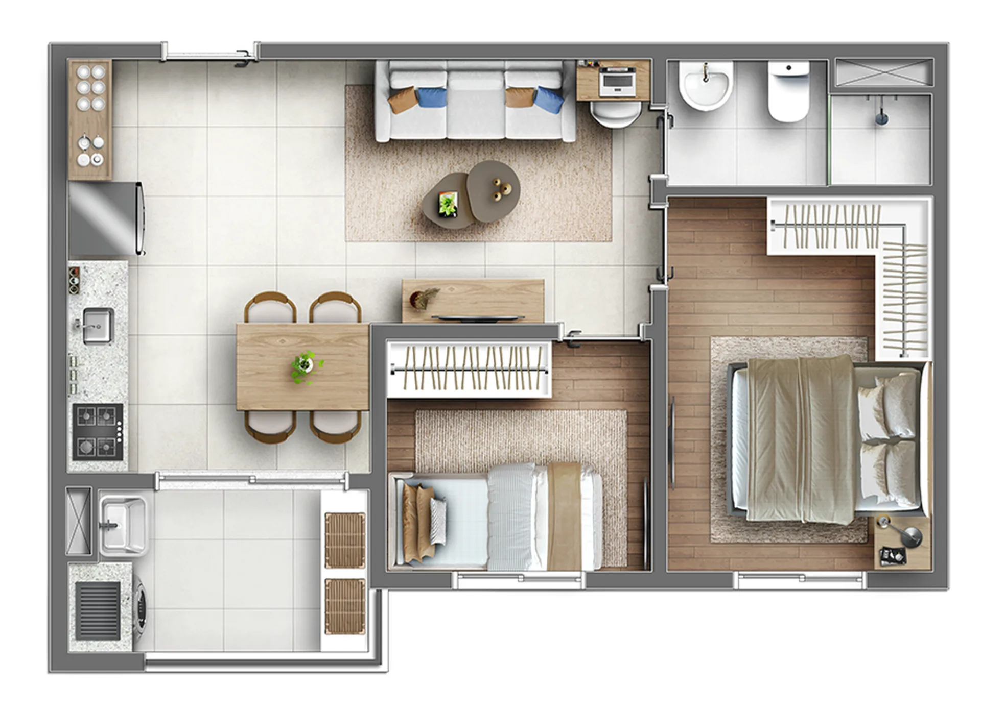 Planta do Pulse Itaquera em Itaquera — 2 dormitórios, 41,28 m²