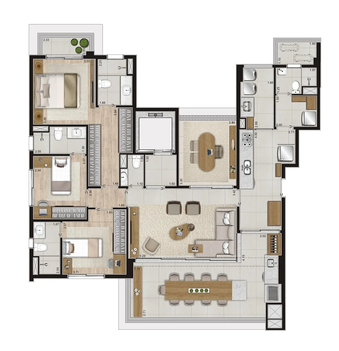 Planta do Purity Moema em Moema — 3 dormitórios, 150 m²