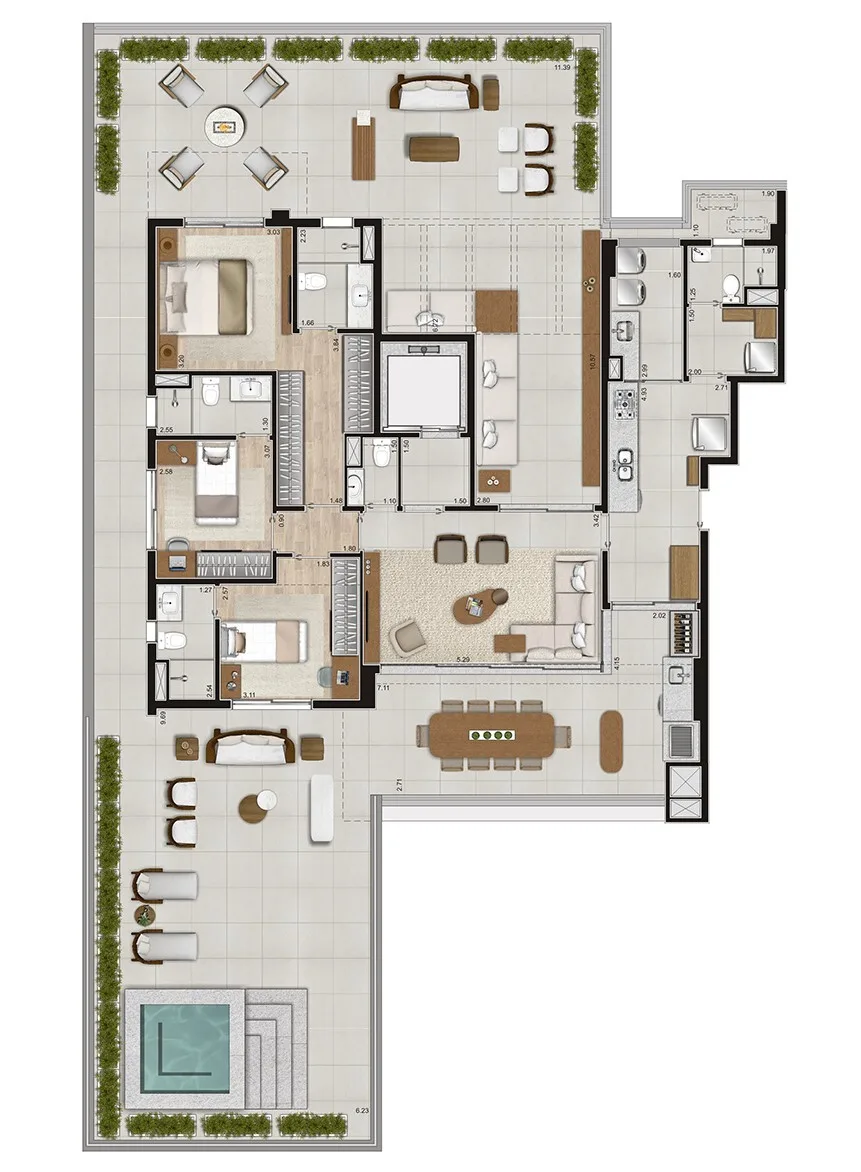 Planta do Purity Moema em Moema — 3 dormitórios, 295 m²