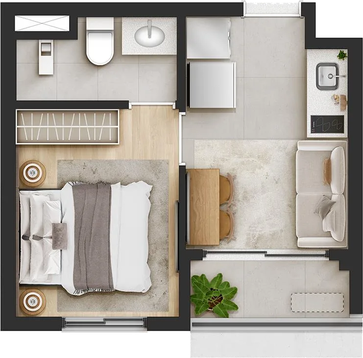 Planta do QG Vila Nova Conceição em Vila Nova Conceição — 1 dormitório, 24 m²