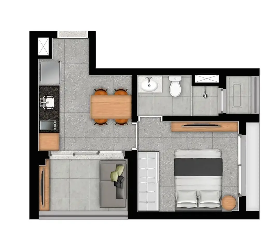 Planta do Quartier Capote by You em Pinheiros — 1 dormitório, 29 m²