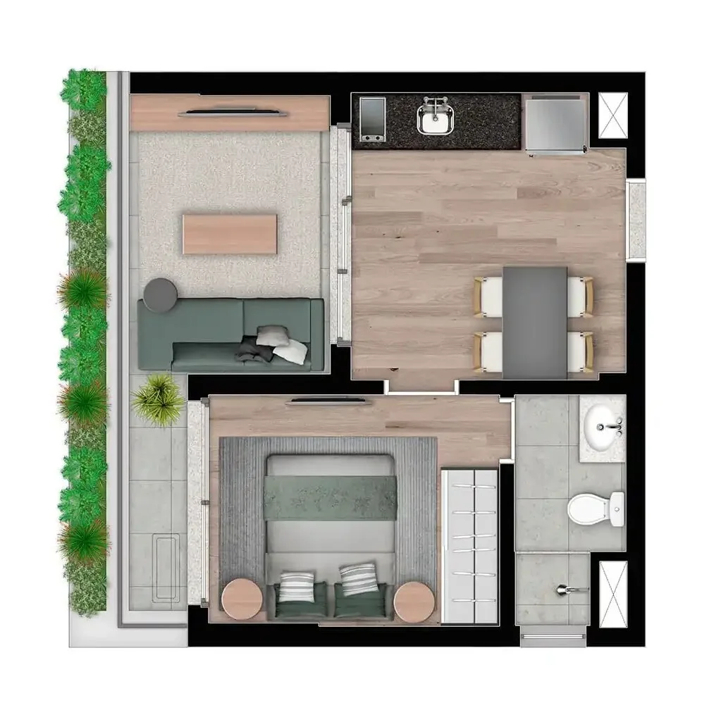Planta do Quartier Capote by You em Pinheiros — 1 dormitório, 35 m²