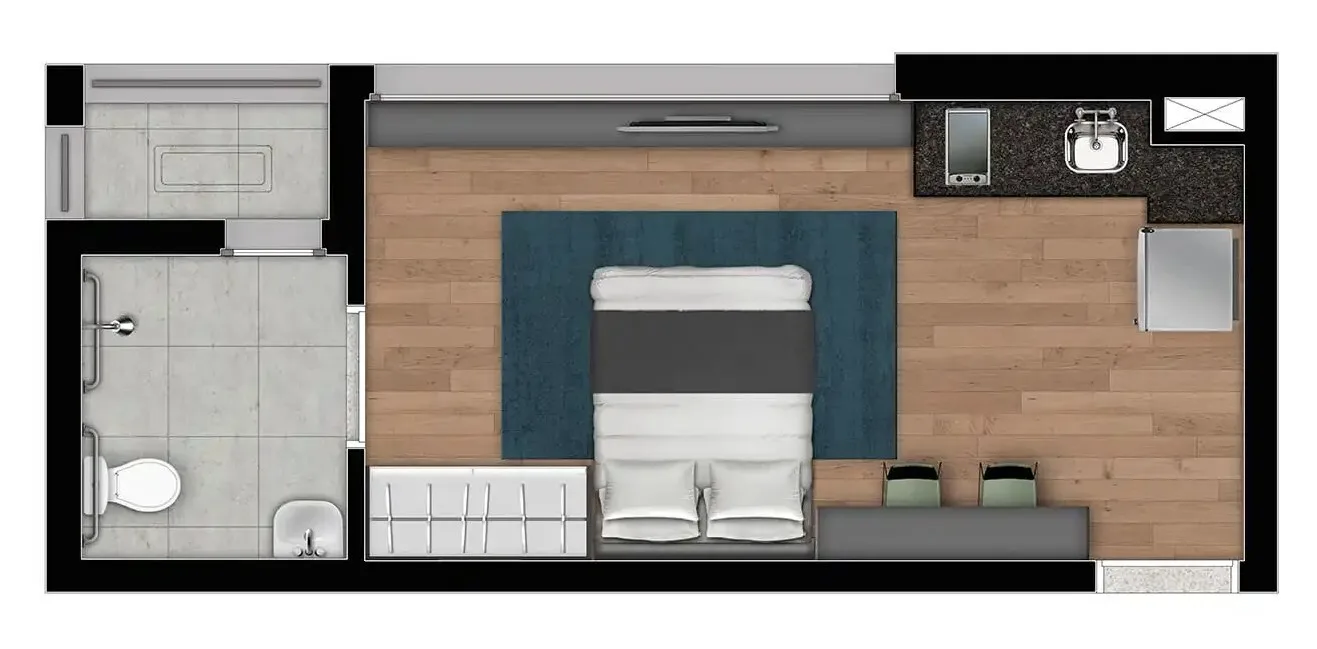 Planta do Quartier Capote by You em Pinheiros — 1 dormitório – 25 m² Studio