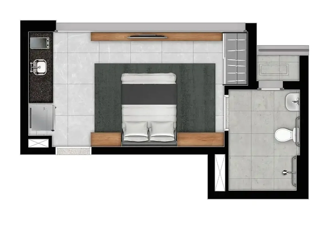 Planta do Quartier Capote by You em Pinheiros — 1 dormitório – 25 m² Studio