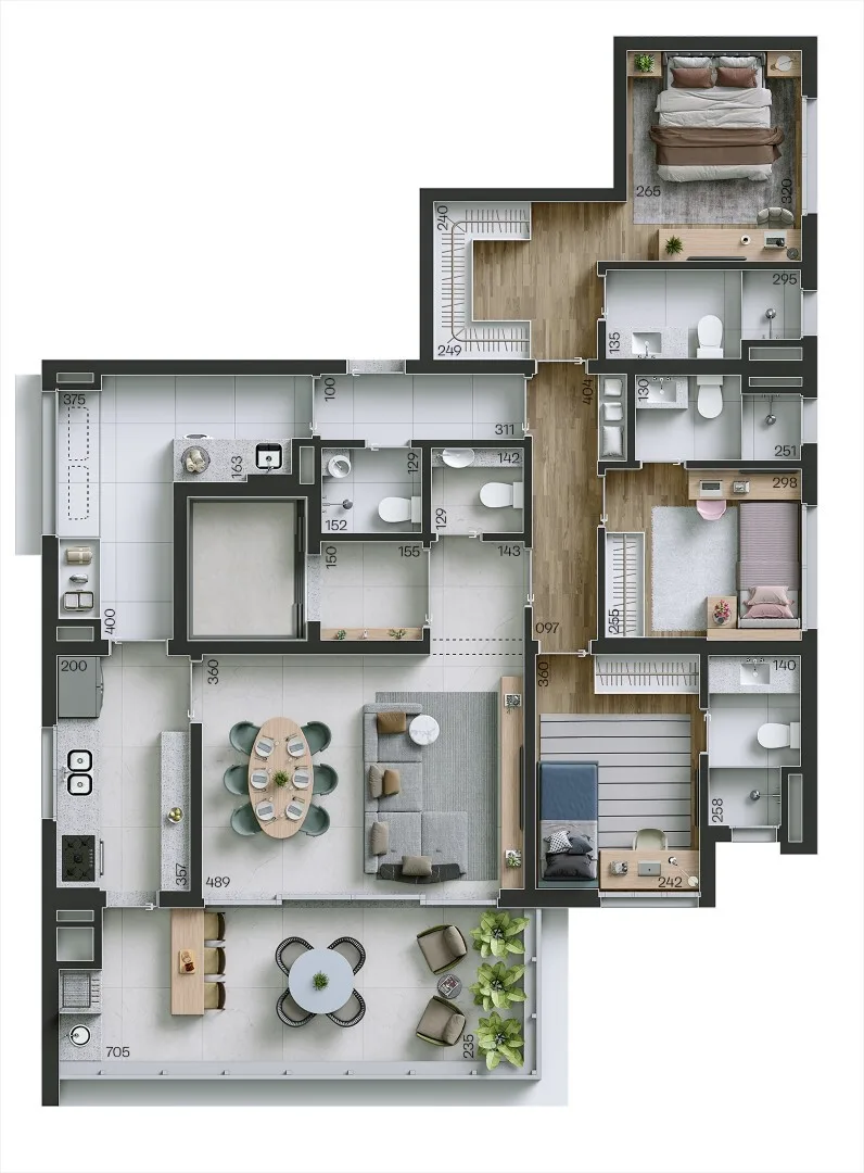 Planta do Raiz by Paulo Mauro em Perdizes — 3 dormitórios, 134 m²