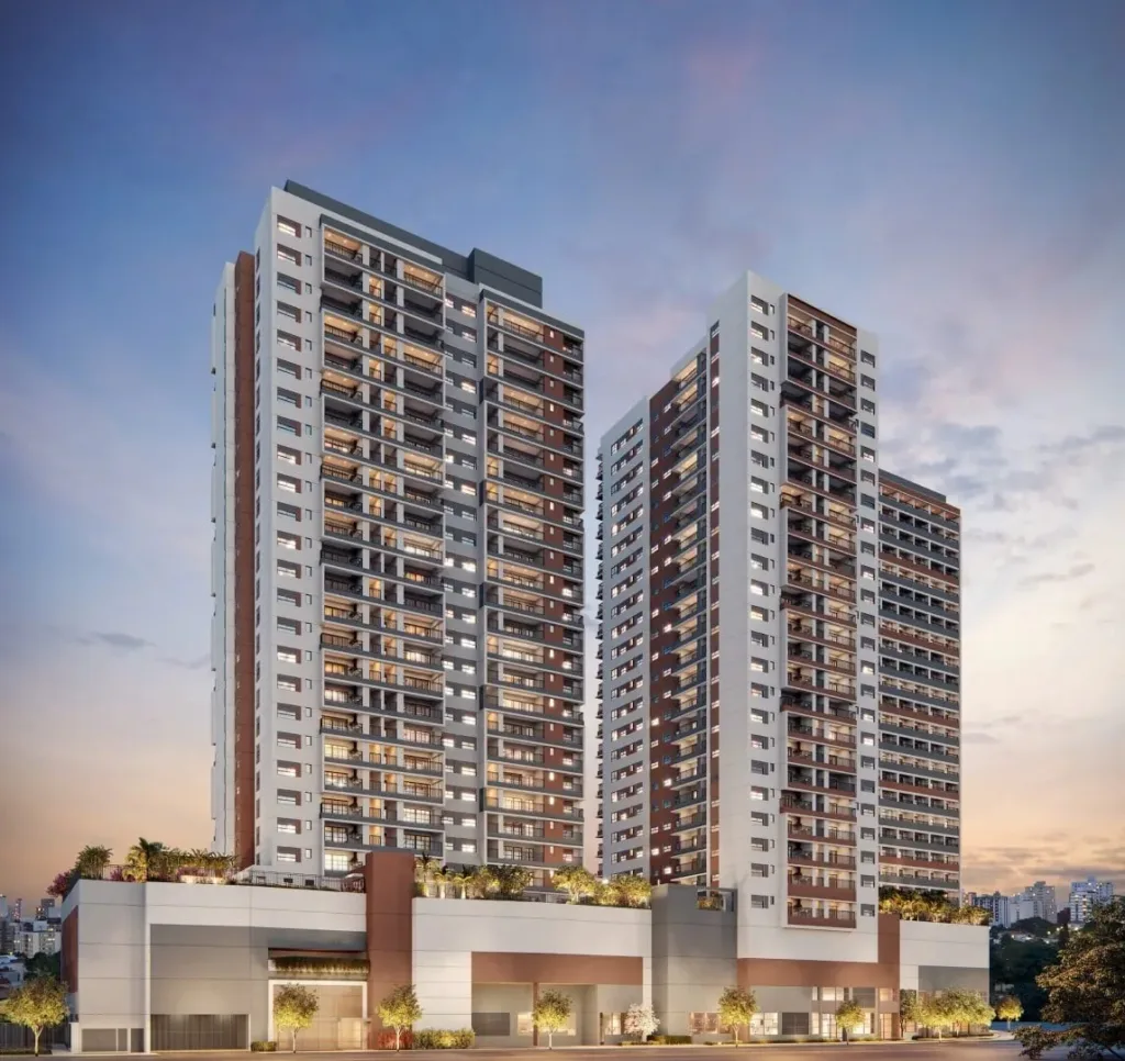 Fachada do empreendimento Raízes Premium Butantã