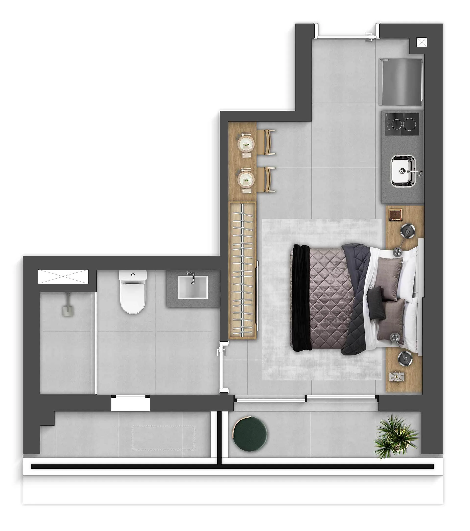 Planta do Reserva Madalena em Vila Madalena — 1 dormitório – 26 m² Studio