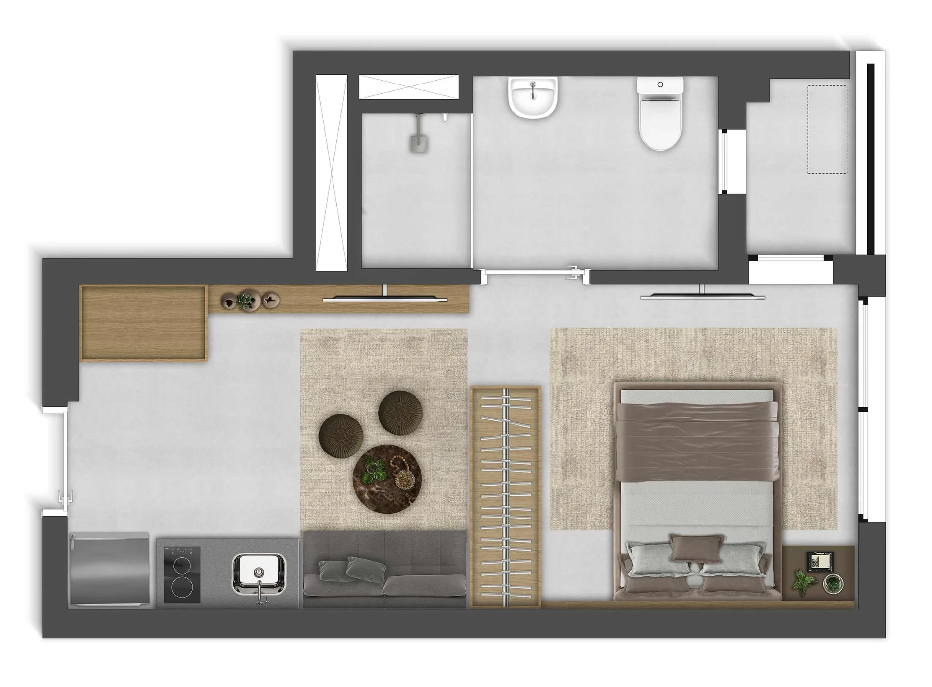Planta do Reserva Madalena Studios em Vila Madalena — studio de 29 m²
