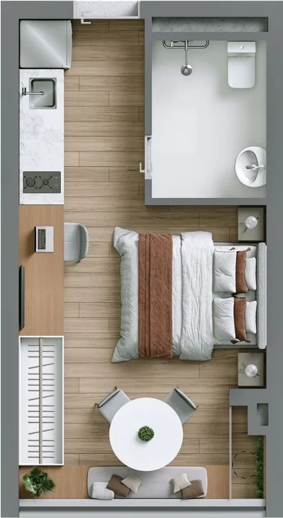 Planta do Ryt Paulista em Bela Vista — 1 dormitório – 23 m² Studio