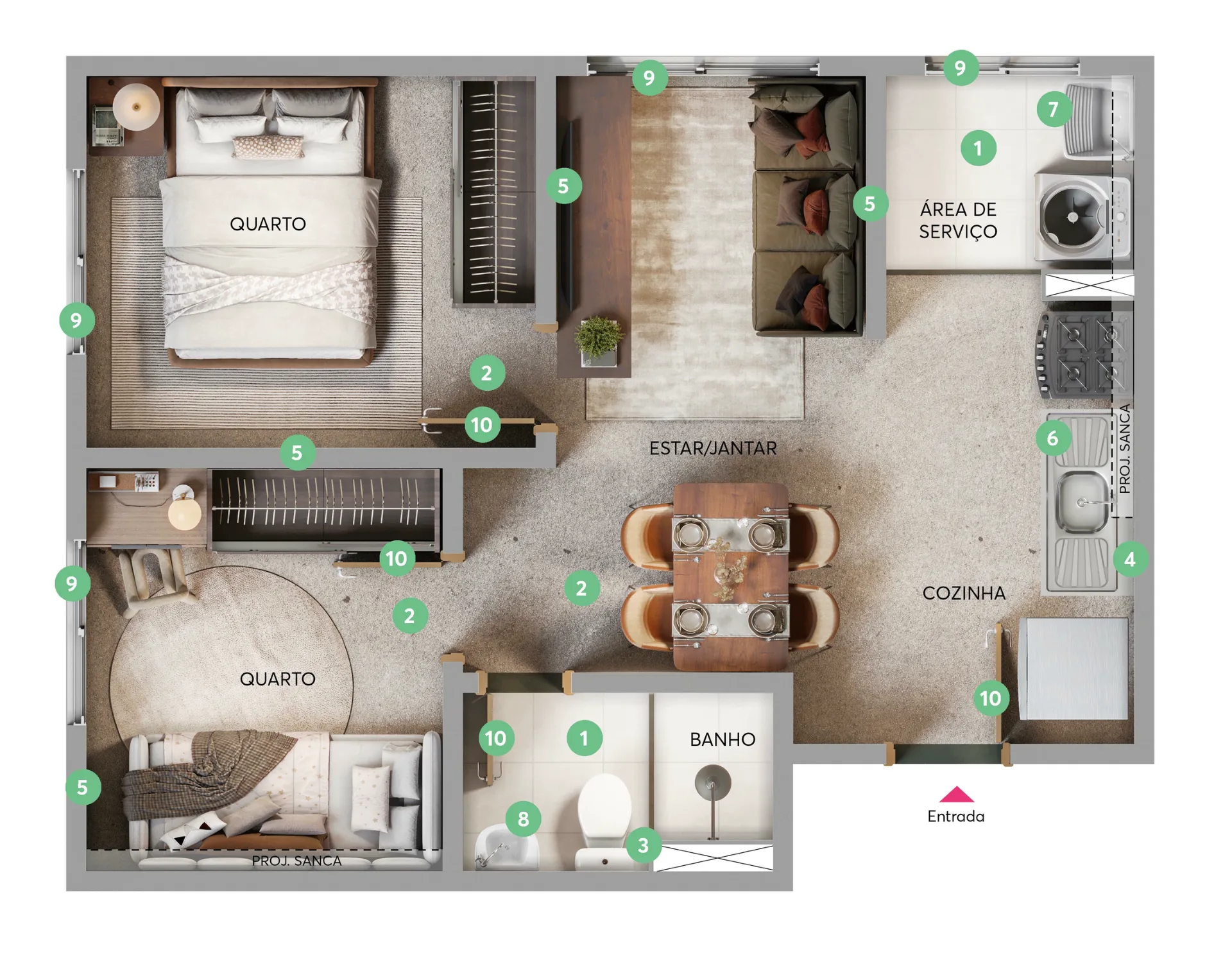 Planta do Saint Guilherme Fase 1 em Vila Guilherme — 2 dormitórios, 35 m²